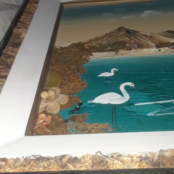 Vintage AMAZING painting made with tree bark, etc - Picture 3 of 8